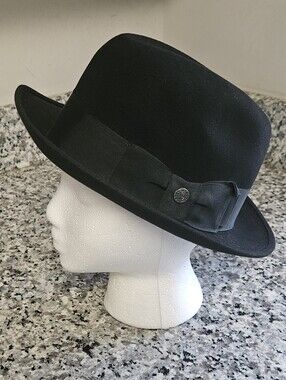 Vintage Classic Black Guyer Philadelphia Excellent Quality Fedora Hat Size 6 7/8